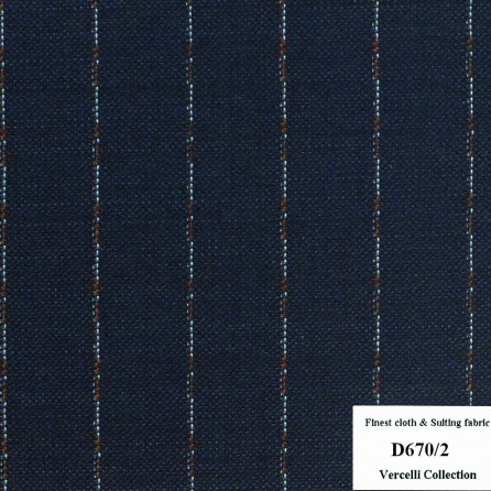 D670/2 Vercelli CXM - Vải Suit 95% Wool - Xanh Dương Sọc
